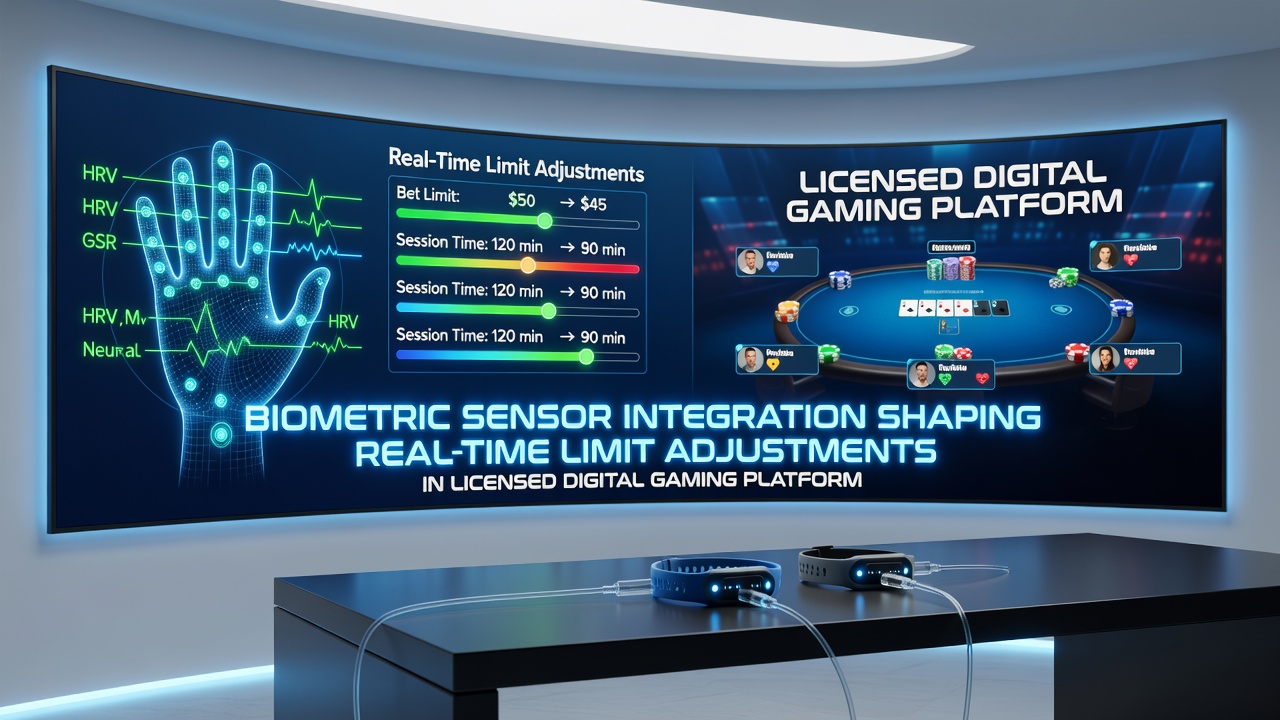 Real-time data visualization from biometric sensors adjusting gaming limits