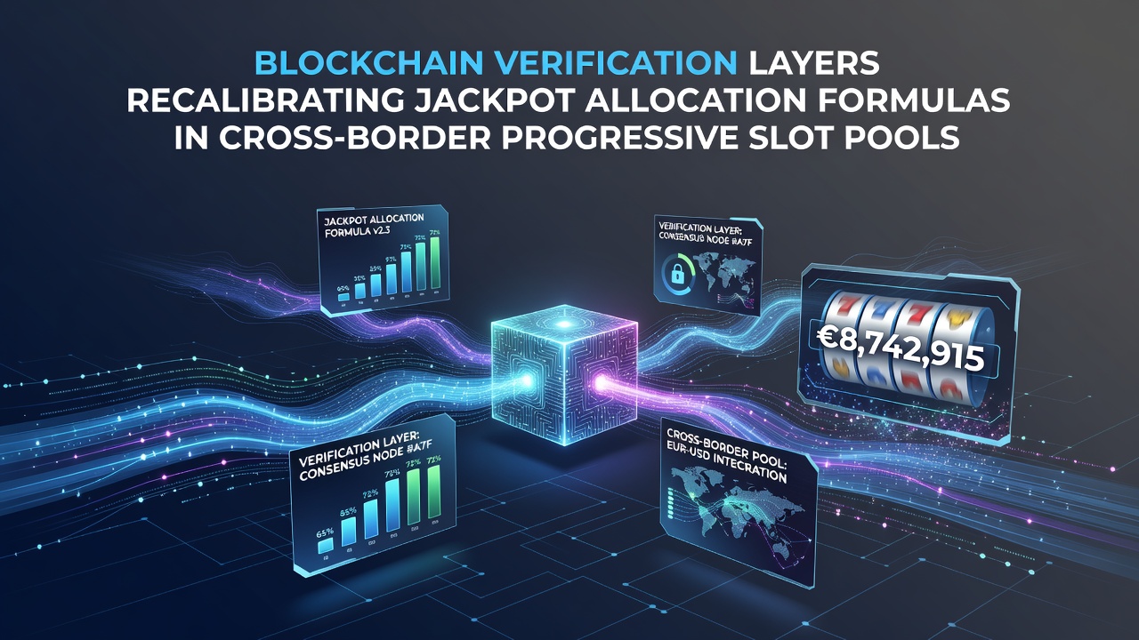 Blockchain network visualization showing interconnected nodes verifying progressive slot contributions across borders