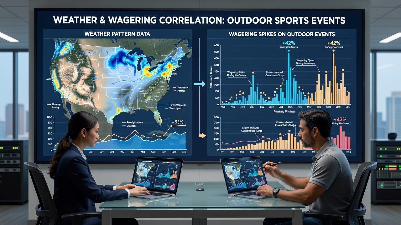 Mobile app interface displaying live sports betting options alongside current weather conditions for an outdoor event