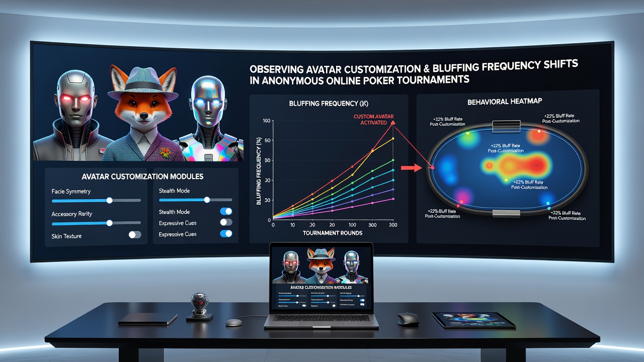 Data visualization showing bluffing frequency changes linked to avatar modifications in poker sessions
